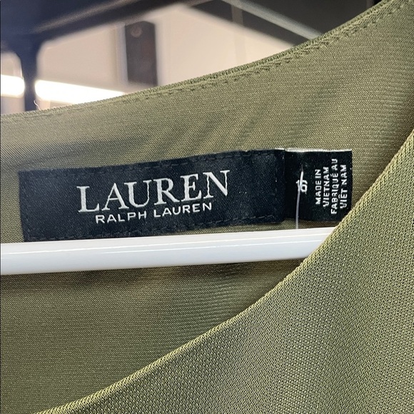 Ralph Lauren Olive Green Twist Front Midi Dress - Picture 2 of 8